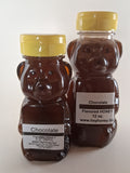 Chocolate Flavored Honey 8oz and 12oz bear-shaped jars — Michigan raw honey | HeyHoney.biz
