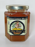 Hawaiian Lemon Blossom honey 12 oz hexagonal glass jar with gold lid — single pollen Hawaiian raw honey | HeyHoney.biz