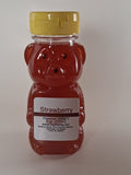 Strawberry Flavored Honey 8oz bear-shaped jar — Michigan raw honey with sweet strawberry flavor | HeyHoney.biz