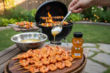 Coconut Honey Shrimp Kabob Grilling Scene
