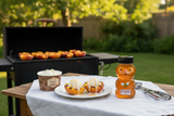 Grilled Peaches Scene with Cinnamon Honey Bear Product