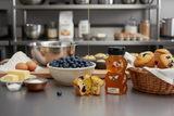 Lemon Honey Blueberry Muffins with Honey Bear