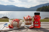 Strawberry Honey Patio Scene with Actual Bear Bottle