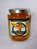 Turkish Sunflower Limoncello honey 12 oz hexagonal glass jar with gold lid — single-pollen Turkish sunflower honey infused with vanilla bean and lemon | HeyHoney.biz